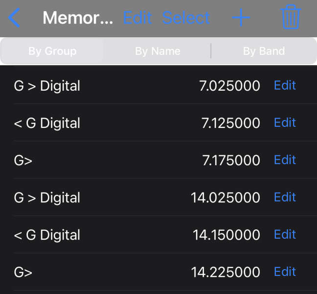 Memories to mark General Class frequencies 
